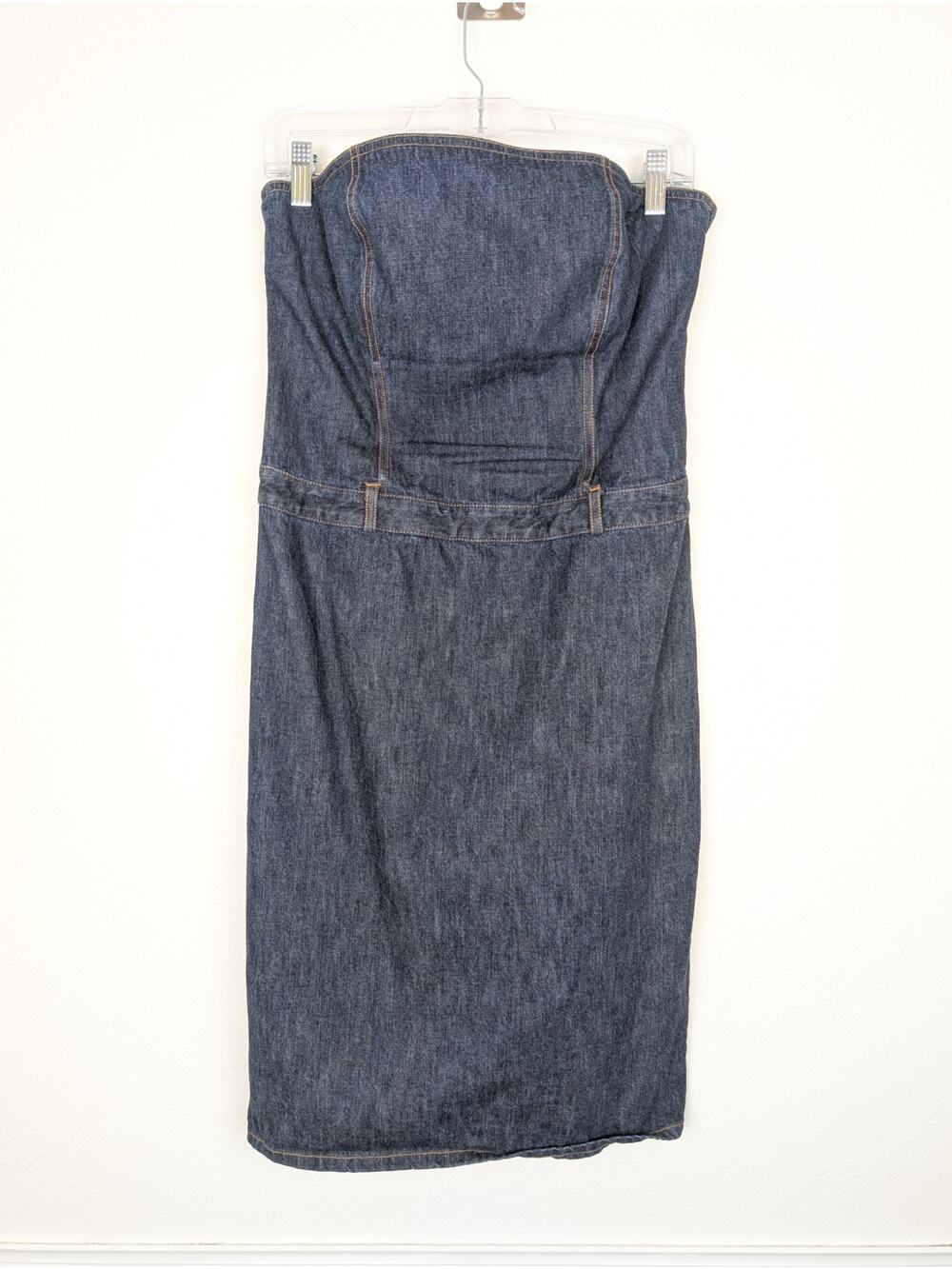J Crew Dress Denim Strapless Y2K Edgy Preppy Grunge Dark Wash Blue Size 6